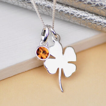 Personalised Lucky Clover Silver Charm Necklace, 4 of 8