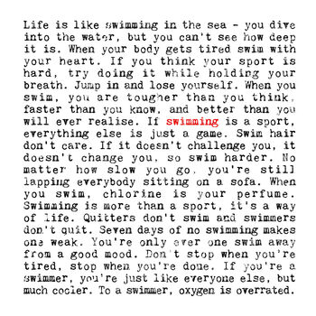 Swimming Quotes Gift Print, 3 of 7