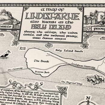 Lindisfarne Map Hand Drawn Fine Art Print, 2 of 12