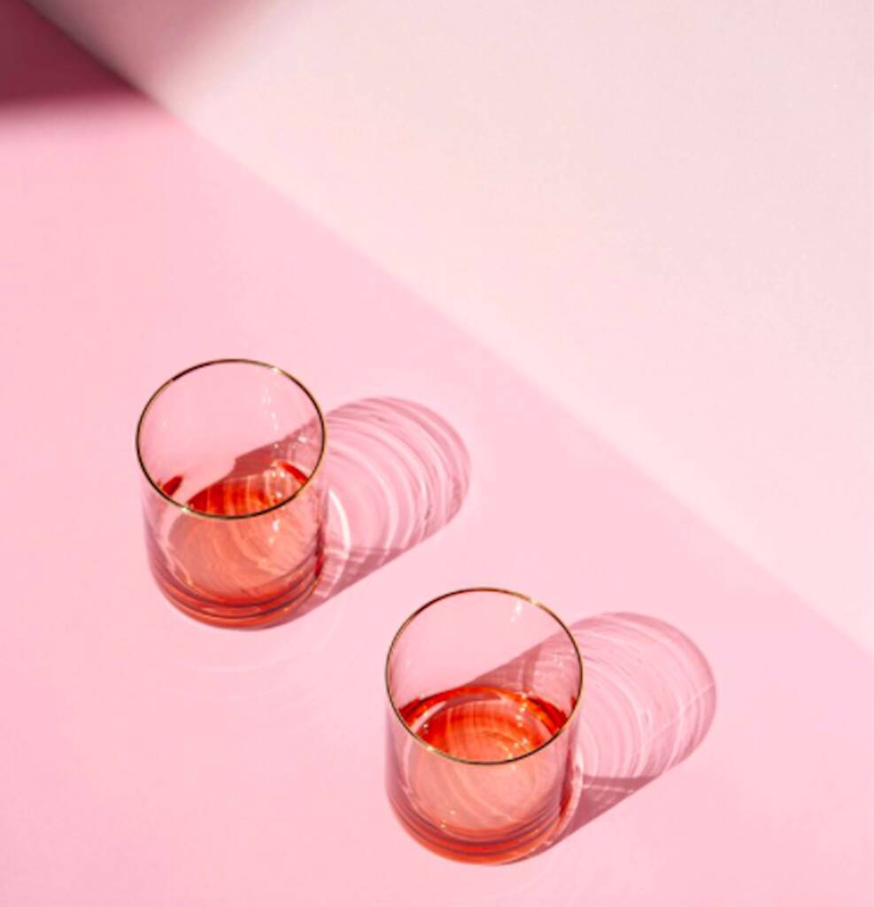 Set Of Four Pink With Gold Rim Tumblers, 1 of 3