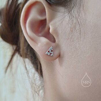 Tiny Pizza Slice Cz Stud Earrings In Sterling Silver, 2 of 10