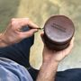 Personalised Round Leather Travel Case For Him, thumbnail 5 of 7