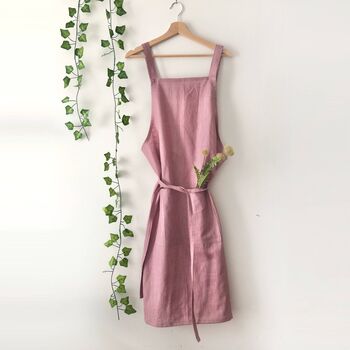 Personalised Lavender 100% Linen Pinafore Apron, 2 of 7