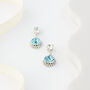 Aqua Blue Swarovski Crystal Snow Drop Earrings, thumbnail 6 of 6