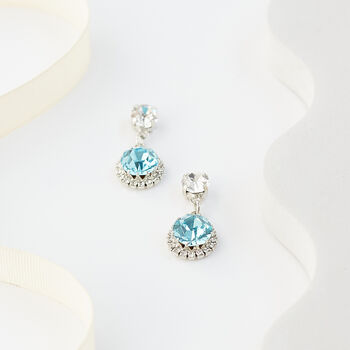 Aqua Blue Swarovski Crystal Snow Drop Earrings, 6 of 6