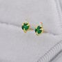 Sterling Silver Emerald Green Cz Stud Earrings, thumbnail 1 of 12