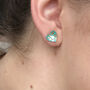 Jade Green And Gold Colour Heart Ear Studs In A Tin, thumbnail 3 of 3