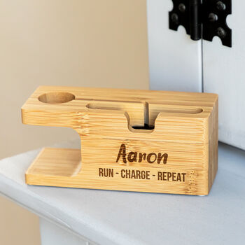 Personalised Run Charge Repeat Apple Charging Station, 4 of 6