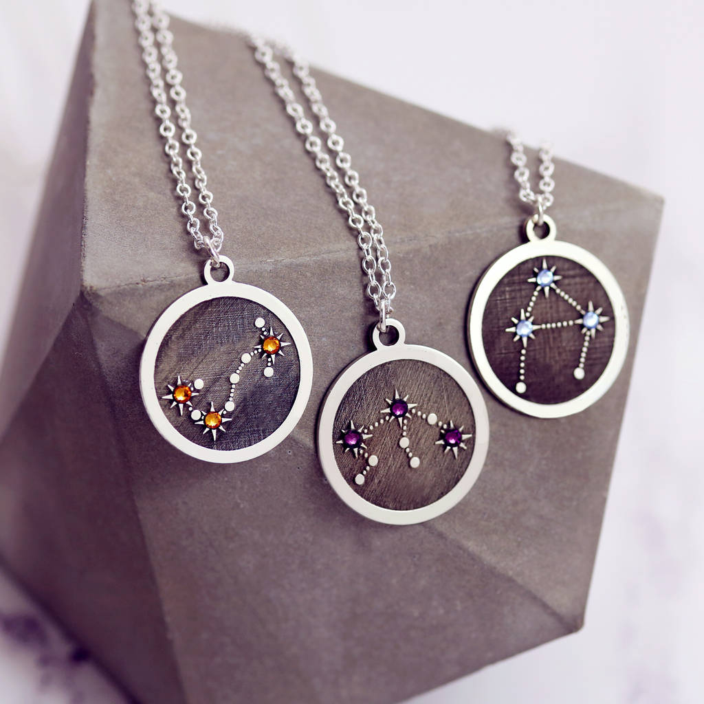 zodiac constellation necklace in sterling silver by j&s jewellery