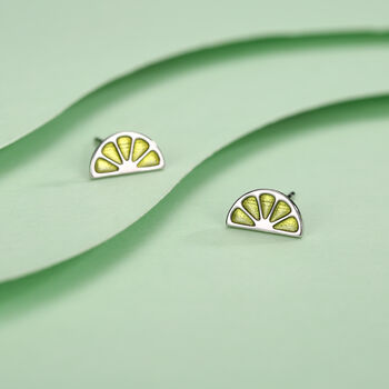 Sterling Silver Lime Slice Stud Earrings, 2 of 11