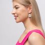 Gold Acrylic Resin Geometric Hollow Foil Stud Drop Earring, thumbnail 2 of 9