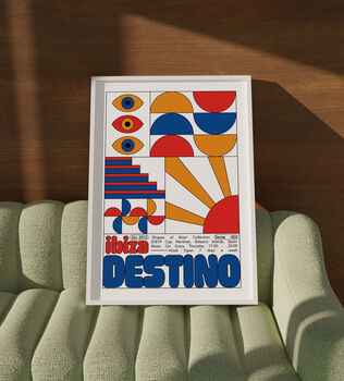 Destino Ibiza Club Print | Poster | Wall Art | Geometric | Dj | Clubbing | Patterned | Bauhaus | Print | House Music, 3 of 8