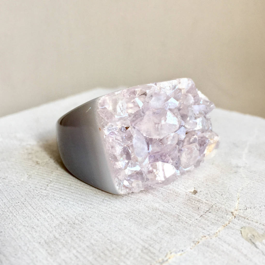 iridescent finish amethyst hand carved ring by decadorn ...