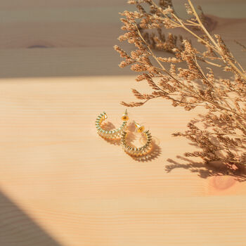 18k Gold Zircon C Hoop Earrings, 3 of 7