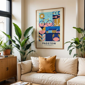 Padstow Cornwall Art Print, Poster Print, Kitchen Wall Art, Wall Art Print, Graphic Geometric Print, Colourful Art, Home Decor, A5, A4, A3, A2, A1, 6 of 11