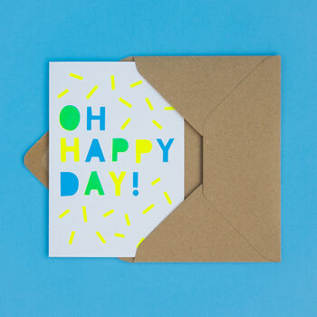 Oh Happy Day! Handmade Card Neon Yellow/Green/Blue, 5 of 7