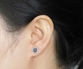 Raw Sapphire Stud Earrings In Sterling Silver, 3 of 3