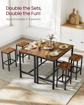 Brown Breakfast Table Set With Bar Chairs For Kitchen, 3 of 6