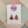 Gold, Silver And Red Christmas Tree Glitter Resin Earrings / Traditional Holiday Jewellery / Christmas Gift / Secret Santa Gift, thumbnail 1 of 10