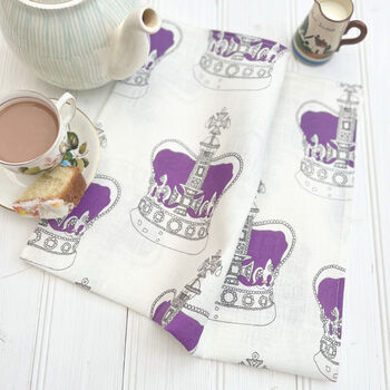 Personalised Crown Design Linen Tea Towel, 2 of 5