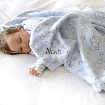 Personalised Blanket And Comforter Blue Baby Gift Set, 6 of 12