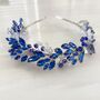 Royal Blue Headband With Silver Leaves, thumbnail 3 of 6