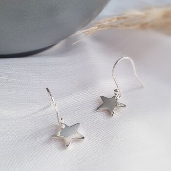 Sterling Silver Star Drop Earrings, 5 of 7