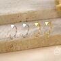 Extra Tiny Triangle Huggie Hoop Earrings In Sterling Silver, thumbnail 6 of 12