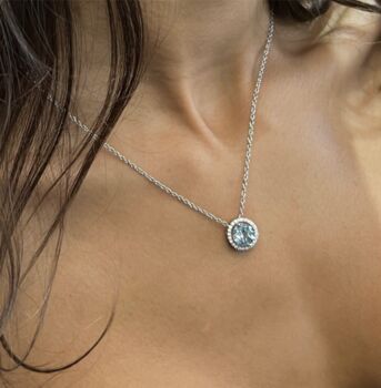 Round Blue Topaz 925 Sterling Silver Necklace, 3 of 5