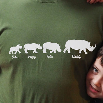 Personalised Rhino Family Fathers Day T Shirt, 2 of 6