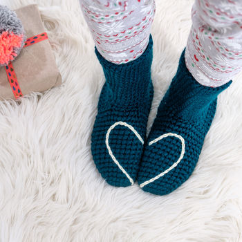 Hidden Love Heart Crochet Slipper Socks, 8 of 12
