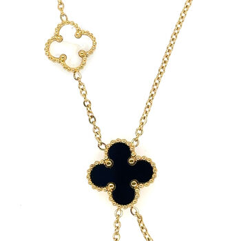 Double Sided Clover Necklace In Lariat Style, 9 of 9