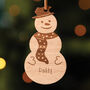 Personalised Wooden Snowman Christmas Tree Decoration, thumbnail 2 of 5