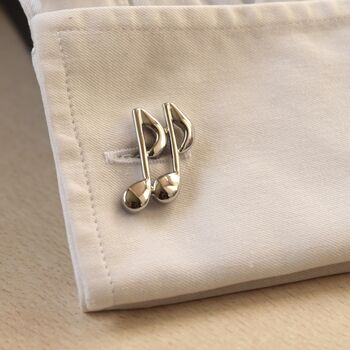 Music Note Cufflinks Gift For Musicians 316 L Stainless Steel Accessory, 6 of 6