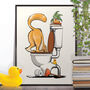 Ginger Pussy Cat With Head In Toilet, thumbnail 1 of 6