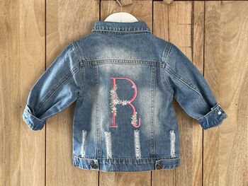 Embroidered Baby/Toddler Denim Jacket With Letter, 6 of 6