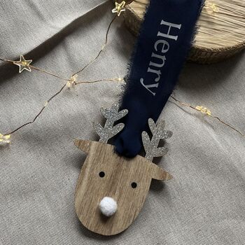 Personalised Reindeer Christmas Hanging Decoration, 3 of 5