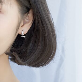 Sterling Silver Cat And Fish Bone Dangle Stud Earrings, 4 of 5