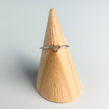 Sterling Silver Geometric Heart Adjustable Ring, 4 of 5