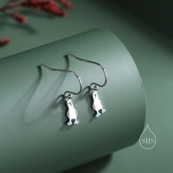 Sterling Silver Blue Footed Boobie Drop Hook Earrings, 3 of 10