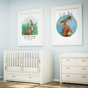 Personalised Rabbit New Baby Fine Art Print, 5 of 6