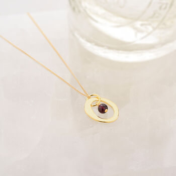 Halo Birthstone Necklace Garnet January In Silver, 2 of 6