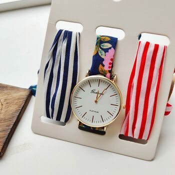 3pcs Stripe Changeable Bracelet Strap Women Wristwatch, 2 of 8