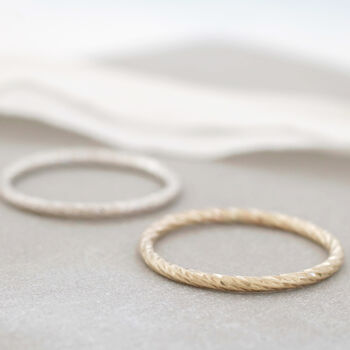 Faceted Band Ring. 9ct Gold Stackable Ring, 3 of 6