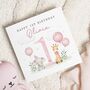 Personalised Pink Safari 1st Birthday Card For Girl, thumbnail 1 of 6