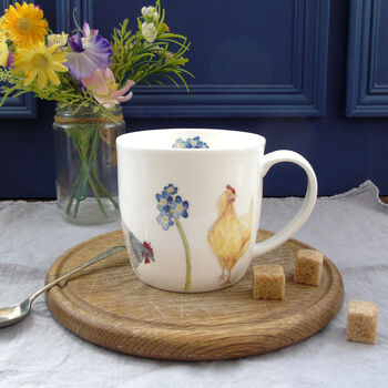 Fine Bone China Chickens And Forget Me Nots Easter Mug, 2 of 11