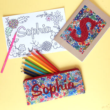 Liberty Personalised Pencil Case Colouring Gift Set, 6 of 10