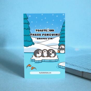 Three Penguins Enamel Pin | Cute Pin Badges, 5 of 5