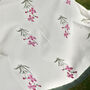 Floral Pink And Green Block Printed Tablecloth, thumbnail 3 of 9