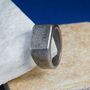 Personalise Rectangle Signet Ring, Black, Grey, thumbnail 3 of 9